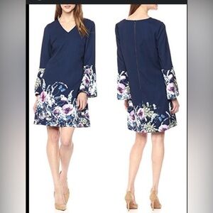 Tahari 3/4 Sleeves and Watercolor Floral Pattern size 10